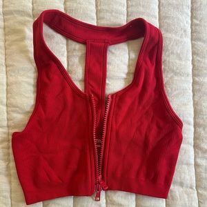 SET ACTIVE Bright Red Ribbed Set